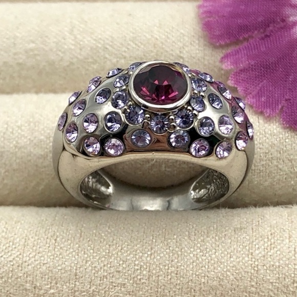 Chunky Dome Crystal Scatter Cocktail Ring - Picture 6 of 12